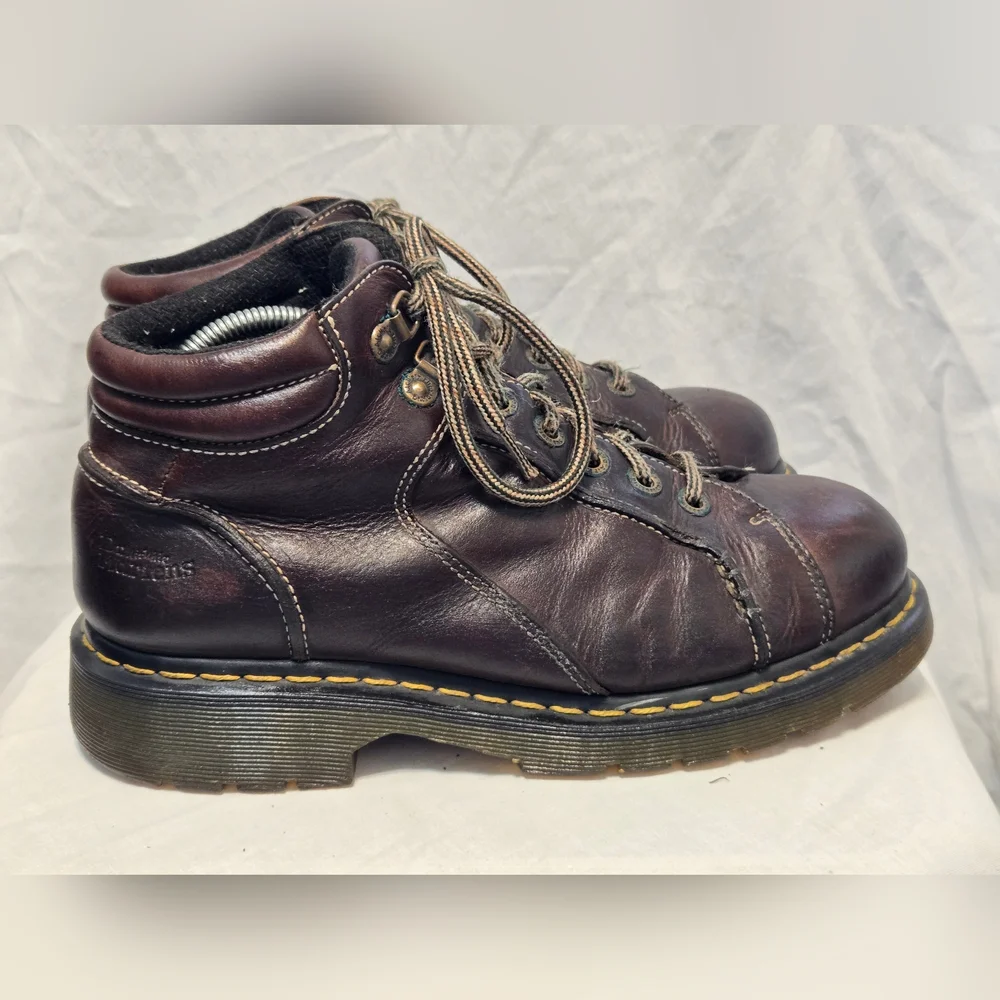 Dr.Martens Boots Womens 11 Mens 10Leather Lace Up Big Stitch Chunky Vintage 8A54 - Picture 5 of 10
